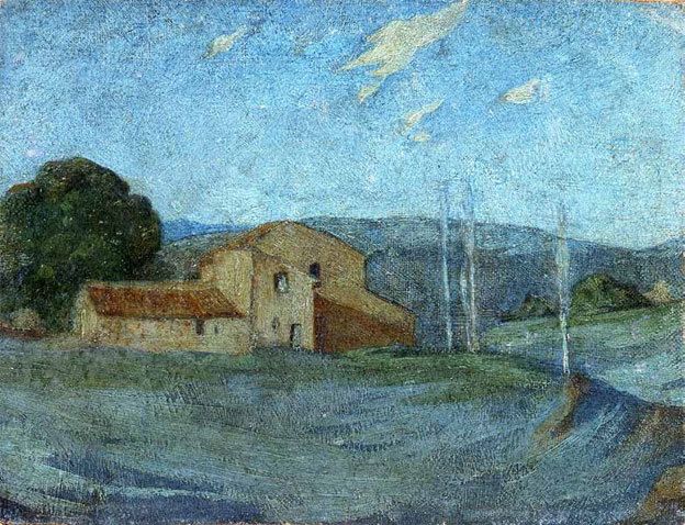 Paysage de la campagne d’Aix, Huile sur toile marouflée sur carton, 16 x 21 cm, Musée Granet, Aix-en-Provence
