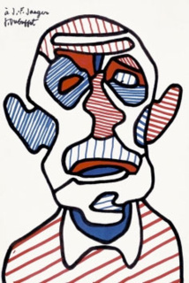 Jean Dubuffet, Autoportrait V, 1966, Dédicacé à Jean-François Jaeger Courtésie Galerie Jaeger Bucher / Jeanne-Bucher