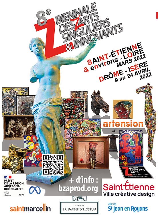 Hall de l'Hôtel de ville à Saint-Etienne. Vernissage de la 8e Biennale des Arts Singuliers et Innovants le mardi 1er mars à 17h