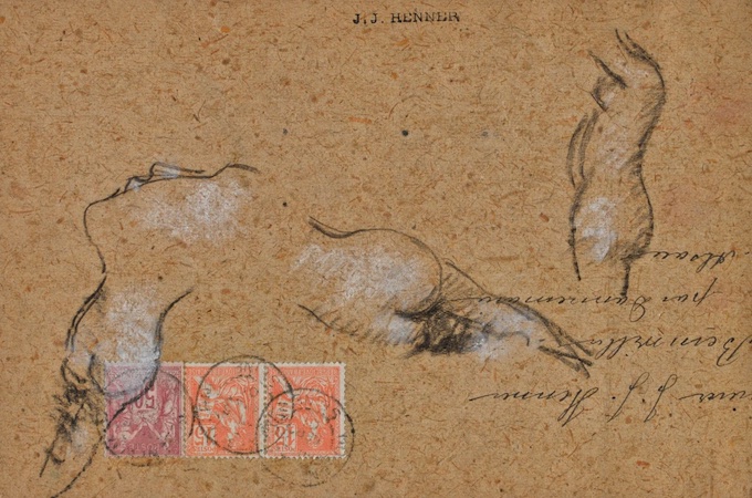 Henner. Croquis de nus, [1893-1905], crayon noir sur papier vélin industriel (enveloppe), 12,8 × 19,4 cm © Photo RMN-GP/Benoit Touchard