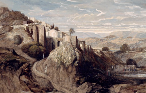 Alexandre-Gabriel Decamps (Paris, 1803 – Fontainebleau, 1860) Vue d’Hébron en Palestine Aquarelle. H. 19,4 cm ; L. 31,5 cm. PE-485 S. b. g. : Decamps. ©RMN-Grand Palais Domaine de Chantilly-René Gabriel Ojéda