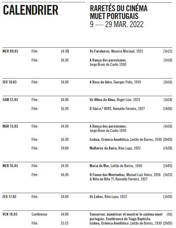 Raretés du cinéma muet portugais. Du 9 mars au 29 mars 2022 à la Fondation Jérôme Seydoux-Pathé Raretés du cinéma muet portugais. Du 9 mars au 29 mars 2022 à la Fondation Jérôme Seydoux-Pathé