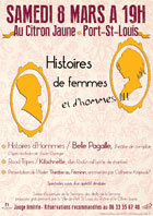 Histoires de femmes et d'hommes le 8 mars 2014 à 19h au Citron Jaune, Port Saint Louis Histoires de femmes et d'hommes le 8 mars 2014 à 19h au Citron Jaune, Port Saint Louis