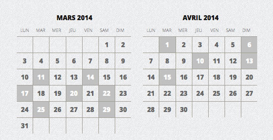 Réservation en ligne en cliquant sur le calendrier des représentations