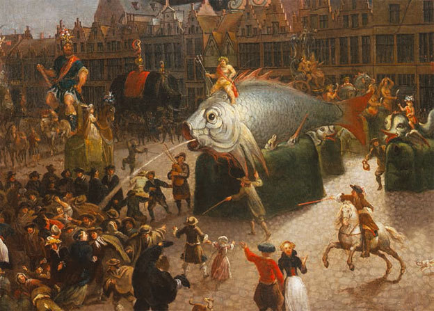 Erasmus de Bie (Anvers, 1629-1675), Procession de chars sur la place du Meir. Anvers (détail) 1670. Huile sur toile, 89 x 120 cm. Musée départemental de Flandre, Cassel ©  Jacques Quecq d'Henripret