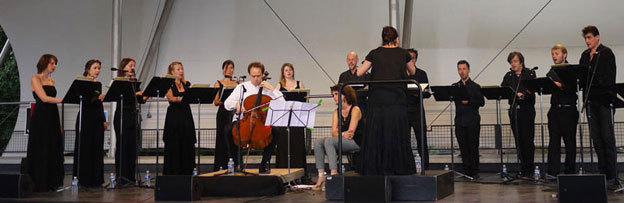 Henri Demarquette et l'ensemble Sequenza 9.3 au festival Classique au Vert, 2013 © Agence Sequenza