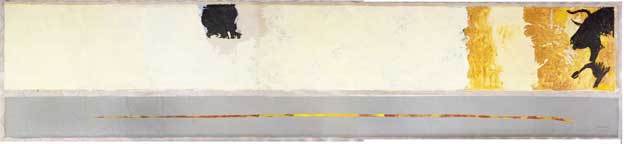 Gérard Gasiorowski, Hommage à Manet, 1983. Acrylique sur toile, 50 x 1000cm (sujet), 150 x 1000cm (fond). Collection Fondation Maeght, Don Adrien Maeght.  Photo Claude Germain © Archives Fondation Maeght.
