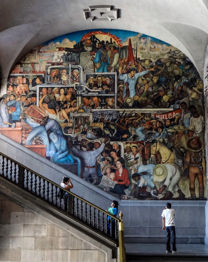 Diego Rivera, Histoire du Mexique, fresque murale © Photo by Cb162