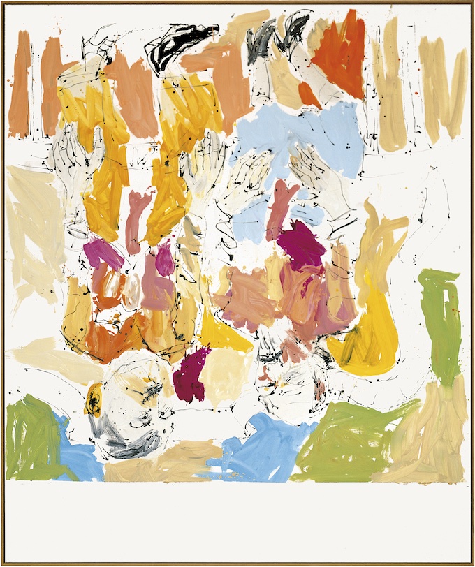 Georg Baselitz. En train de prendre le soleil et la lune chez Jeff et Damien. Huile sur toile, 300 x 250 cm. Guggenheim Bilbao Museoa