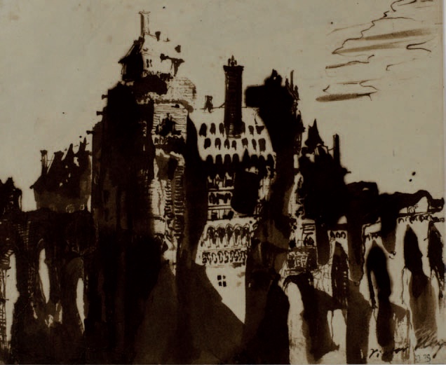 Victor Hugo. Château fortifié entre deux ponts, vers 1856-1864, plume et lavis d’encre brune sur papier vergé © CCØ Paris Musées / Maisons de Victor Hugo Paris – Guernesey