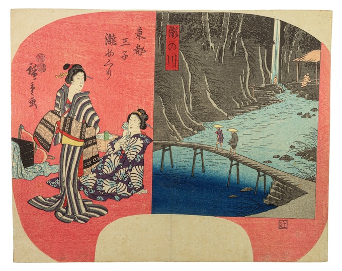 La rivière Takino-gawa, série « Tournée des cascades d’Ôji dans la capitale de l’Est », Utagawa Hiroshige (1797-1858), vers 1849-1852, éditeur Kakutsuji  (Iseya Ichiemon) © Fondacja Jerzego Leskowicza