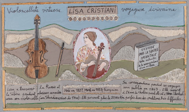 «Les femmes des siècles passés» (portrait de Lisa Cristiani), Marie Morel, 1535cm x 116cm, 5 panneaux, 2015 à 2017