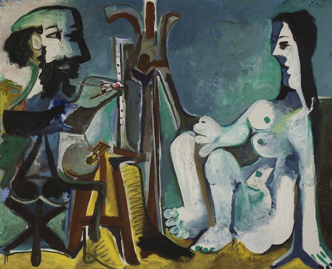 Pablo Picasso, Le peintre et son modèle, 28.3.1963. Huile sur toile, 130 x 162 cm. Nahmad Collection © Succession Picasso/2022, ProLitteris, Zurich