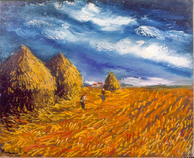 Vlaminck. Meules en hiver, Huile sur toile, , 46 x 61cm, 1937-1938, collection particulière © ADAGP, Paris 2015