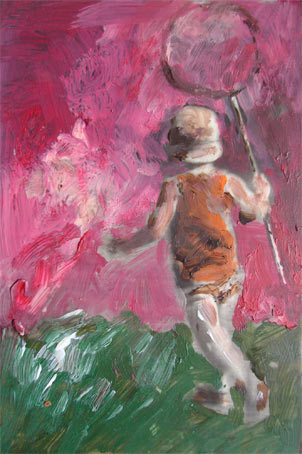 Colette Breger « La chasse aux papillons » - acrylique sur papier Colette Breger « La chasse aux papillons » - acrylique sur papier