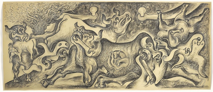 Sorel Etrog, Targets (Study after Guernica) 1969, Crayon graphite sur papier (153 x 365 cm), Estate Sorel Etrog, Toronto.jpg