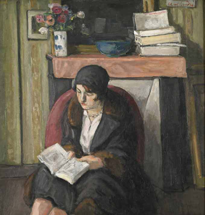 Albert André. Lya lisant devant la cheminée, 1935. Huile sur toile 65,5 x 63 cm. Collection Musées de Montbéliard. Dépôt du Musée d’Orsay. Photo : Pierre Guenat Albert André. Lya lisant devant la cheminée, 1935. Huile sur toile 65,5 x 63 cm. Collection Musées de Montbéliard. Dépôt du Musée d’Orsay. Photo : Pierre Guenat