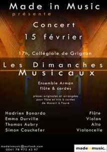 Les Dimanches Musicaux de Grignan, concert de l'ensemble Arman le 15 février 2015 à la Collégiale. Les Dimanches Musicaux de Grignan, concert de l'ensemble Arman le 15 février 2015 à la Collégiale.