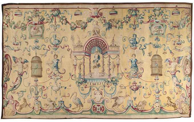 Grotesques sur fond jaune, tapisserie, Jean Rost Florence 1546/1560 Collection musée des Arts décoratifs, Paris, DR Grotesques sur fond jaune, tapisserie, Jean Rost Florence 1546/1560 Collection musée des Arts décoratifs, Paris, DR