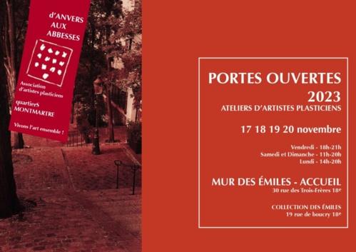 Du 17 au 20 novembre, 95 artistes plasticiens d'Anvers aux Abbesses ouvrent leurs portes autour de Montmartre