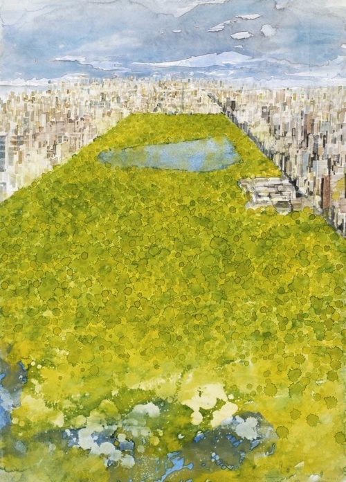 Central park - aquarelle sur papier - 76,8 x 54,9 cm