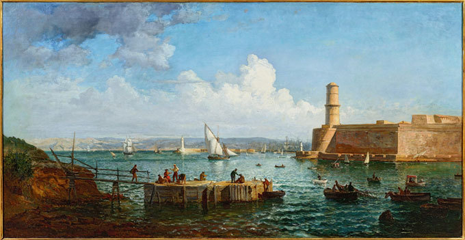 Raphaël Ponson, Pêcheurs à l’entrée du Vieux-Port, huile sur toile 93 x 179 cm @ Aleksander Rabczuk