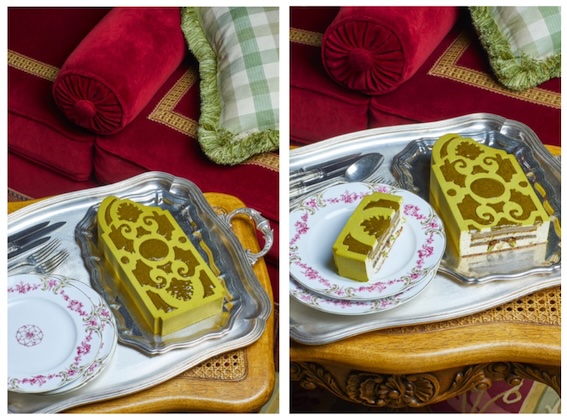 Aymeric Pinard, chef pâtissier du restaurant « Alain Ducasse au château de Versailles – Le Grand Contrôle » présente la bûche de Noël « Les Jardins de l’Orangerie » Aymeric Pinard, chef pâtissier du restaurant « Alain Ducasse au château de Versailles – Le Grand Contrôle » présente la bûche de Noël « Les Jardins de l’Orangerie »