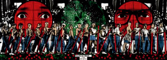 Gilbert (1943, Italie) & George (1942, Royaume-Uni) Class War, Militant, Gateway, 1986 Triptyque 2 x (363 x 758); 363 x 1010 cm © Gilbert & George