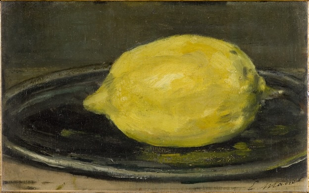 Édouard Manet, Le Citron, 1880, huile sur toile, 14 x 22 cm. Paris, musée d'Orsay. Legs comte Isaac de Camondo, 1911. © Musée d’Orsay, Dist. RMN-Grand Palais / Patrice Schmidt