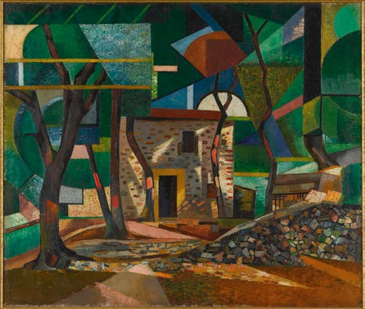 Auguste Herbin, Route muletière et maison à Céret, aout 1913, huile sur toile, 86 x 100 cm, Musée d'art moderne de la ville de Paris, ADAGP, Paris 2024