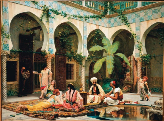 Gustave Boulanger, La Cour du Palais de Dar Khdaouedj El Amia, Alger, 1877, collection privée © Christie’s Images / Bridgeman Images