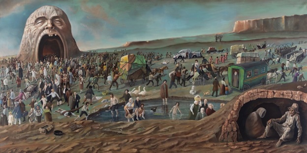 Stanislao Lepri, Exode, 1976, Huile sur toile, 97 x 195 cm