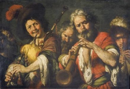 Bernardo Strozzi (Gênes, 1581/1582-Venise, 1644)  Les musiciens d’instruments à vent  Huile sur toile. 115 x 156 cm  Vers 1630-1635