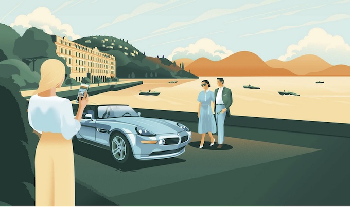 Voiture de rêve devant un hôtel de rêve Voiture de rêve devant un hôtel de rêve