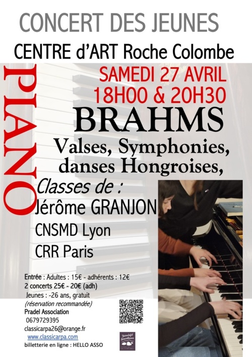 Le Poët Laval (26) Centre d'Art Contemporain RocheColombe : Concerts piano à 4 mains. 27/04/24