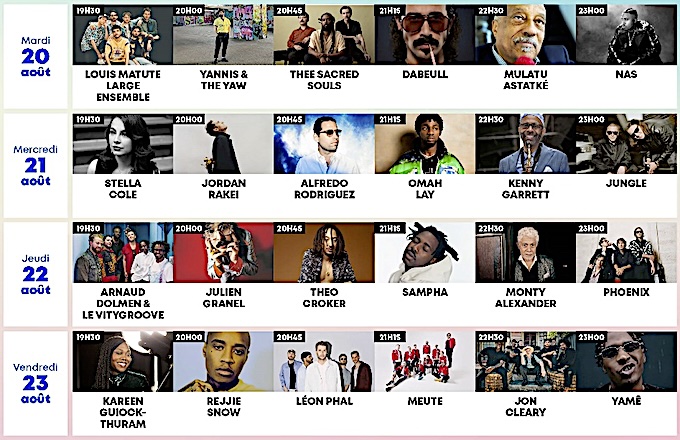 Nice Jazz Fest 2024, demandez le programme... Du 20 au 23 août 2024 Place Masséna - Théâtre de verdure