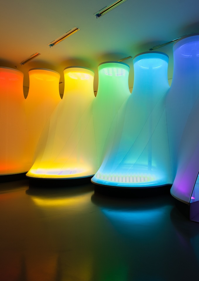 Spectrum. An Afterthought, 1975–2014. Synthetic fabric, neon lamps, colored filters, steel, aluminum, plywood, plastic. 400 x 1056 x 539 cm. The Lithuanian National Museum of Art. Photo by Antanas Lukšėnas Spectrum. An Afterthought, 1975–2014. Synthetic fabric, neon lamps, colored filters, steel, aluminum, plywood, plastic. 400 x 1056 x 539 cm. The Lithuanian National Museum of Art. Photo by Antanas Lukšėnas