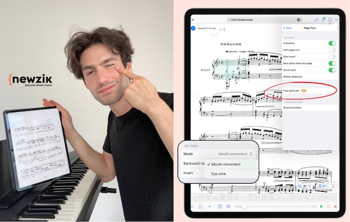 Newzik lance “turning pages with face gestures”: les partitions obéissent dorénavant à l'œil ! Newzik lance “turning pages with face gestures”: les partitions obéissent dorénavant à l'œil !