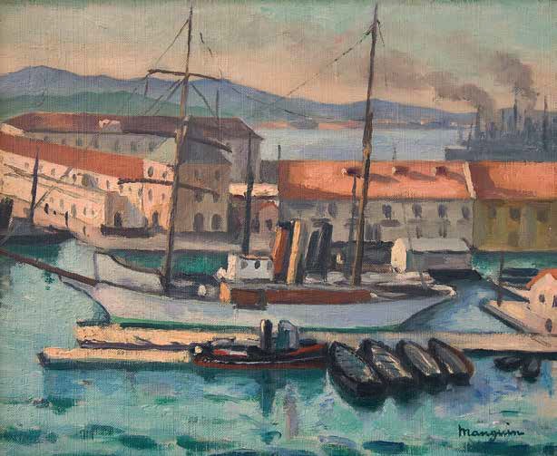 Henri MANGUIN Toulon, vue sur l’Arsenal, hiver 1926-1927 Huile sur toile, 38 x 46 cm Collection particulière Henri MANGUIN Toulon, vue sur l’Arsenal, hiver 1926-1927 Huile sur toile, 38 x 46 cm Collection particulière