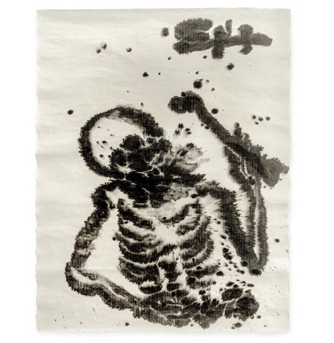 Les Squelettes Dansants, 2013 Encre de chine sur papier Kozo coréen en fibre de mûrier, 112 x 141 cm Les Squelettes Dansants, 2013 Encre de chine sur papier Kozo coréen en fibre de mûrier, 112 x 141 cm