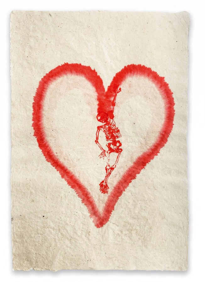 Les Orbes Éosines, 2024 Eosine sur papier en fibre de mûrier du Népal, 50 x 75 cm Les Orbes Éosines, 2024 Eosine sur papier en fibre de mûrier du Népal, 50 x 75 cm