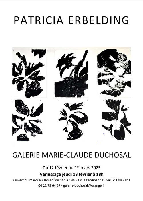 Paris, Galerie Marie-Claude Duchosal : « Un voyage en noir et blanc », de Patricia Erbelding. Du 12 février au 1er mars 2025 Paris, Galerie Marie-Claude Duchosal : « Un voyage en noir et blanc », de Patricia Erbelding. Du 12 février au 1er mars 2025