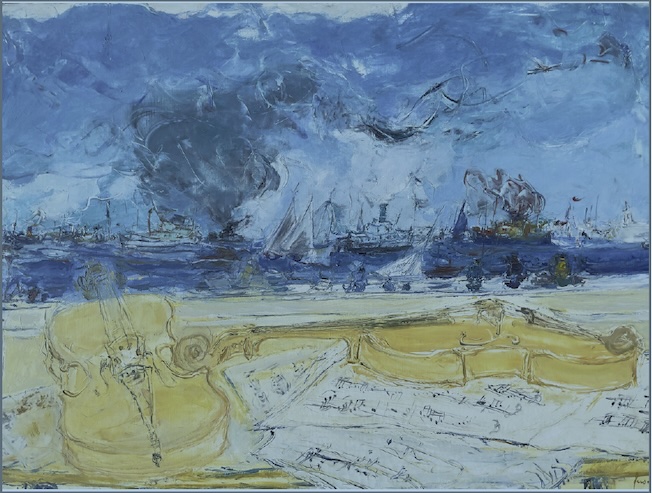 Fusaro, Musique et remorqueurs, huile sur toile, 60 x 81 cm Fusaro, Musique et remorqueurs, huile sur toile, 60 x 81 cm