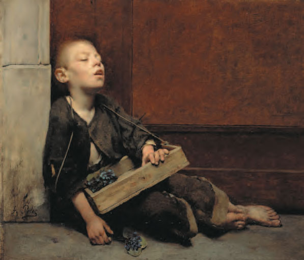 Fernand Pelez – Un Martyr. Le marchand de violettes 1885 – Huile sur toile 87 x 100 cm – Paris, Petit Palais, musée des Beaux- Arts de la Ville de Paris Photo © Petit Palais / Roger-Viollet