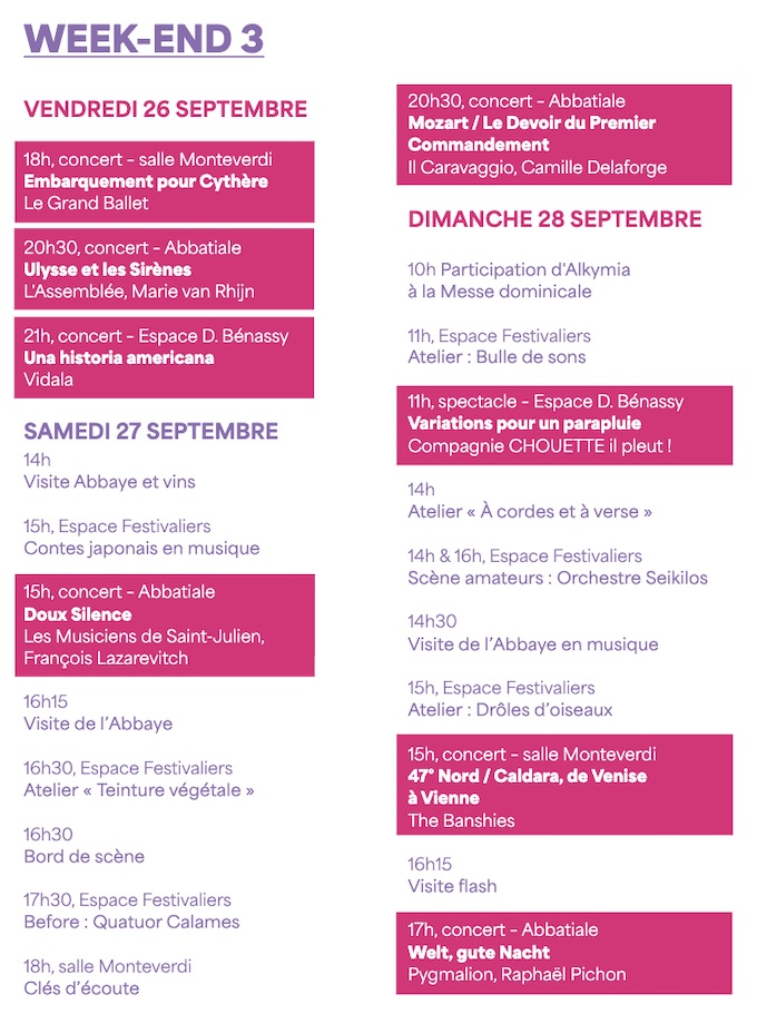 Le Festival d'Ambronay 2025 se déroulera du 12 au 28 septembre 2025 ! Le Festival d'Ambronay 2025 se déroulera du 12 au 28 septembre 2025 !