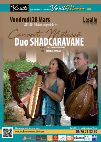 Filature du Pont de Fer - Lasalle : Duo métissé, Shadcaravane, Harpe et Oud. Vendredi 28 mars 2025, 20h30 Filature du Pont de Fer - Lasalle : Duo métissé, Shadcaravane, Harpe et Oud. Vendredi 28 mars 2025, 20h30