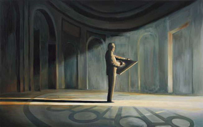 Géométrie descriptive, 2004 huile sur toile, 110 x 178 cm