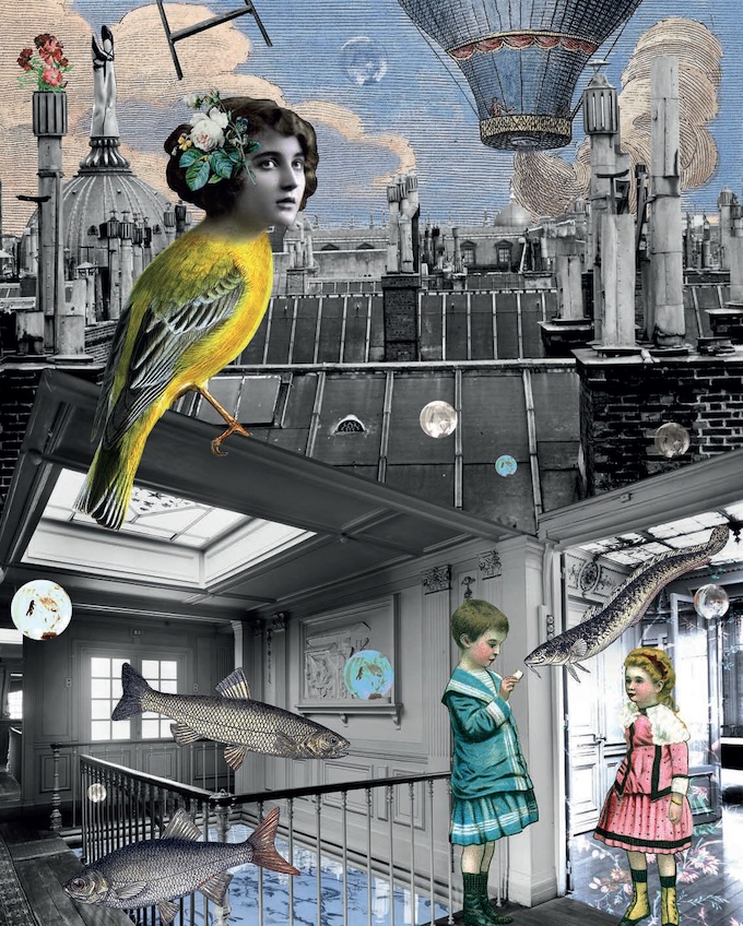 Eau et gaz à tous les étages, 2025, 40 x 50 cm. Collage numérique. © 13 bis Eau et gaz à tous les étages, 2025, 40 x 50 cm. Collage numérique. © 13 bis