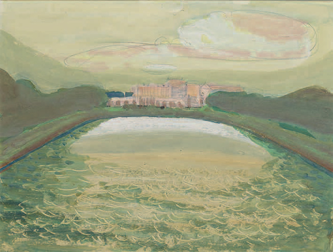 Versailles, la pièce d'eau des Suisses, 1939 Gouache sur papier, 32 x 41 cm Collection de l'artiste, Zurich © Peter Schaelchli, Zurich Versailles, la pièce d'eau des Suisses, 1939 Gouache sur papier, 32 x 41 cm Collection de l'artiste, Zurich © Peter Schaelchli, Zurich