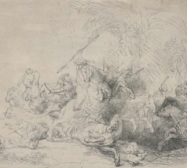 La grande chasse aux lions. Eau-forte et pointe sèche, deuxième état sur deux, 1641 © Collection Frits Lugt, Fondation Custodia, Paris La grande chasse aux lions. Eau-forte et pointe sèche, deuxième état sur deux, 1641 © Collection Frits Lugt, Fondation Custodia, Paris
